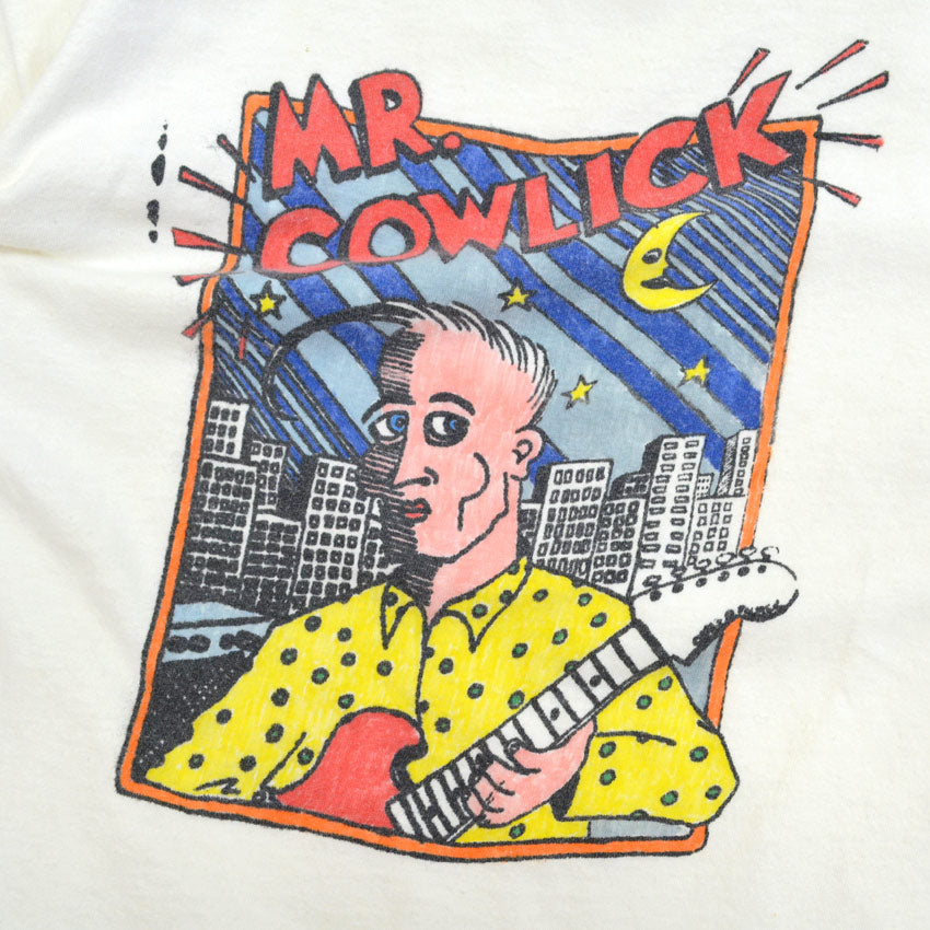 80's MR.COWLICK 'Standing Hair' Discharge Print T-Shirt...