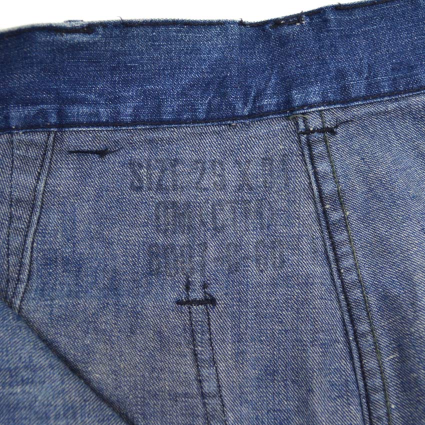 ~60's USNAVY DUNGAREES BLEACHED INDIGO DENIM TROUSERS...