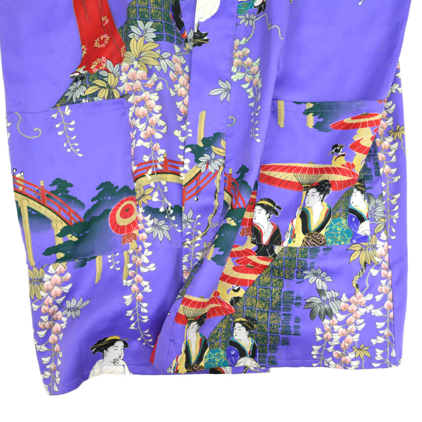 80s-era KIMONO Ukiyo-e Souvenir Robe, Made in Japan...