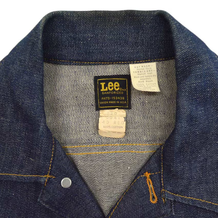 70's Deadstock Lee 220 Denim Jacket Indigo... 40