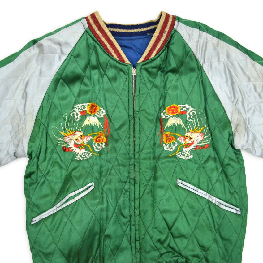 1950s JAPAN SOUVENIR JACKET (Sukajan) with Tiger Face and Speed ​​Zipper...