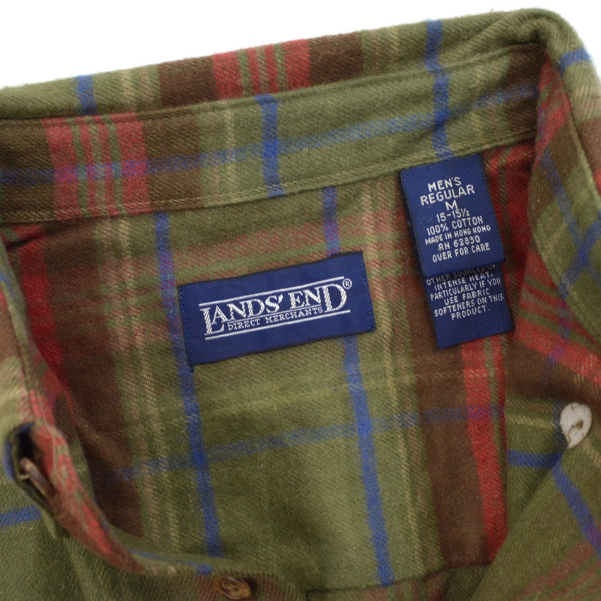 1990's DEADSTOCK LAND'S END LIGHT FLANNEL B/D SHIRT ... M