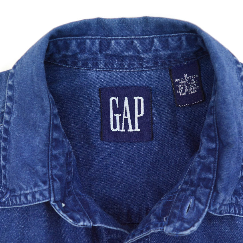 1980's~ GAP INDIGO DYED COTTON B/D SHIRT...S
