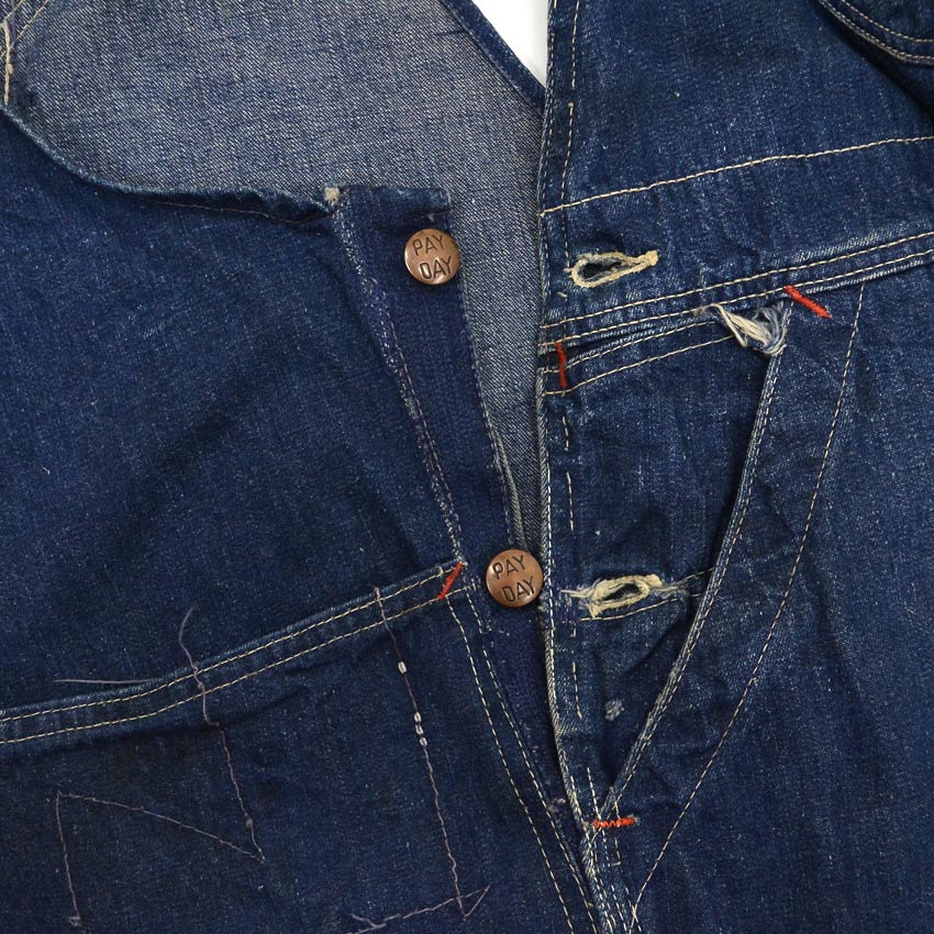 1940's~ PAYDAY JC PENNEY CO DENIM OVERALL DARK... W39