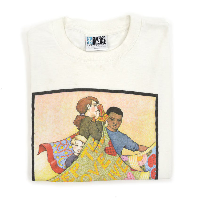 1990's STAFFORD BLAINE AIDS MEMORIAL QUILT FOLK ART T-SHIRT ... L