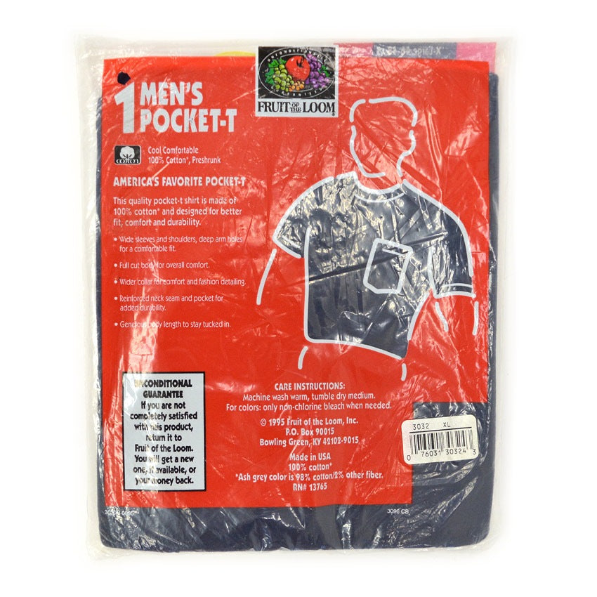 1990's DEADSTOCK FRUIT OF THE LOOM POCKET-T NAVY ... XL
