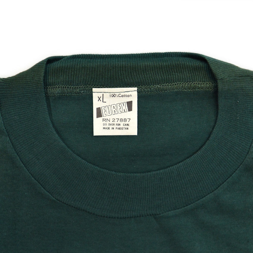 1980's DEADSTOCK EUREX パキ綿 POCKET PACK TEE FOREST GREEN ... XL