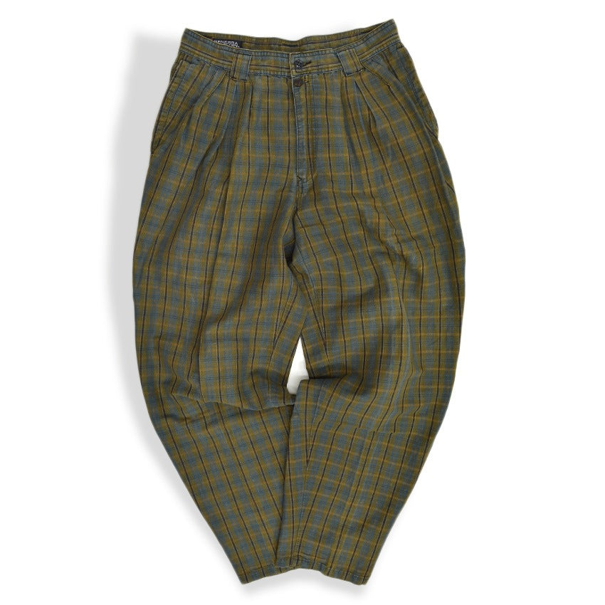 1980s- GENERRA COLLECTION Linen x Cotton Plaid Slacks... W32 x L31