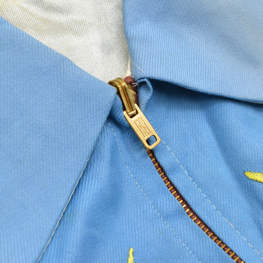 1960's VIETNAM ERA JAPAN SOUVENIR JACKET LIGHT BLUE Dragon Hawk Tiger ... M