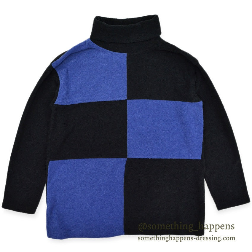 1990's MOVING BLUE FLEECE TURTLE NECK PANEL FRONT ...