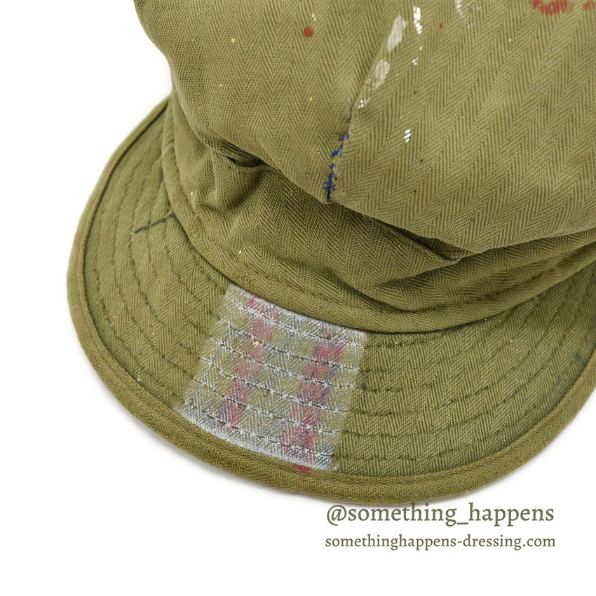 1940's~ USARMY HBT CAP WITH HAND PAINT... AS IS