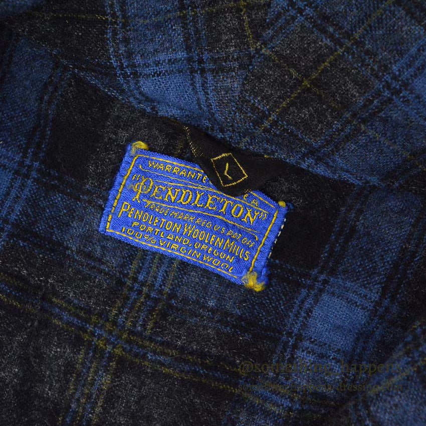 1950's PENDLETON OMBRE PLAID WOOL ROBE ... L