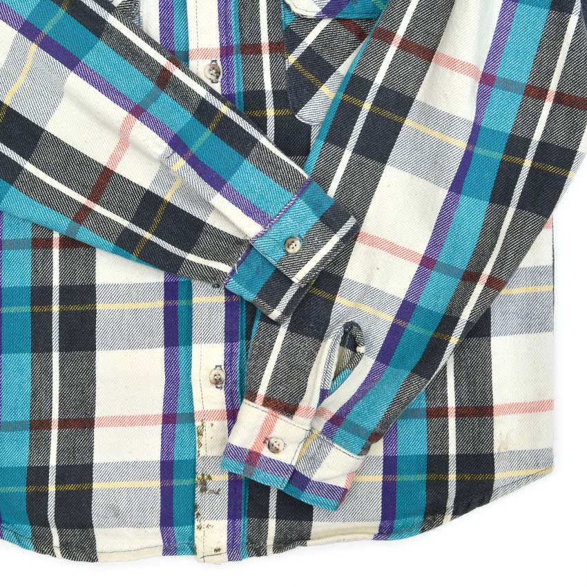 1970's~ FIVE BROTHER PLAID FLANNEL SHIRT...L