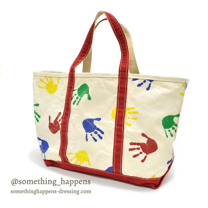 1990's~ LLBEAN BOAT AND TOTE BLUE COLORFUL PAINT... LARGE