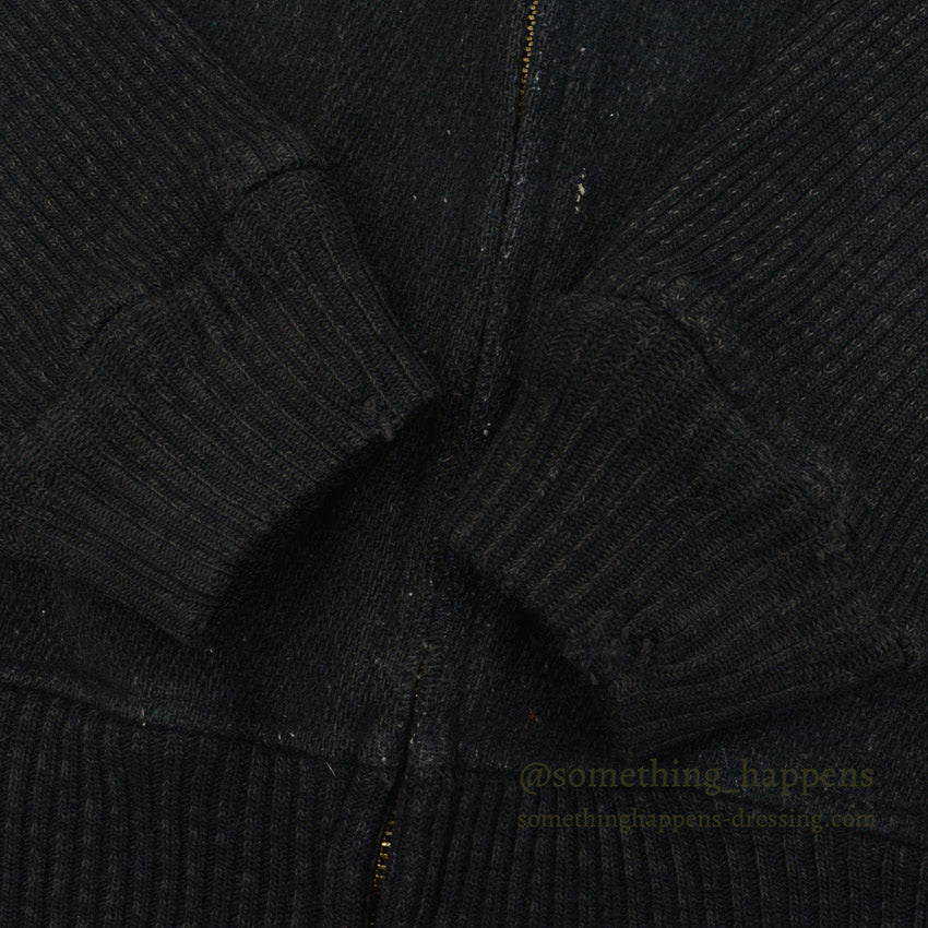 ~60's UNITOG BLACK ZIP UP WOOL JACKET...X-LARGE LONG