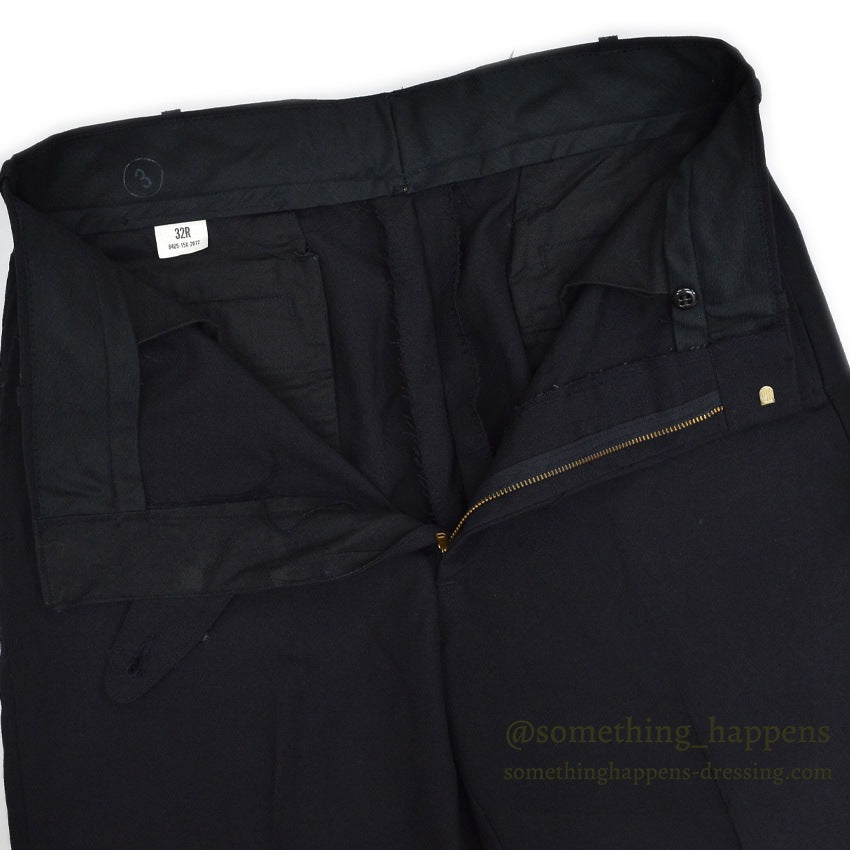1970's U.S.G.I. BLACK TROUSERS, MEN'S, POLYESTER/WOOL TROPICAL ... 32R