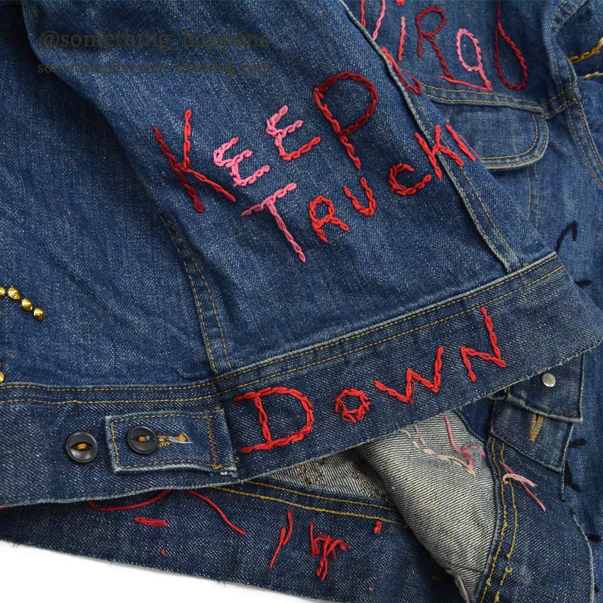 1970's Lee EMBROIDERY DENIM JACKET ... Fits like 44