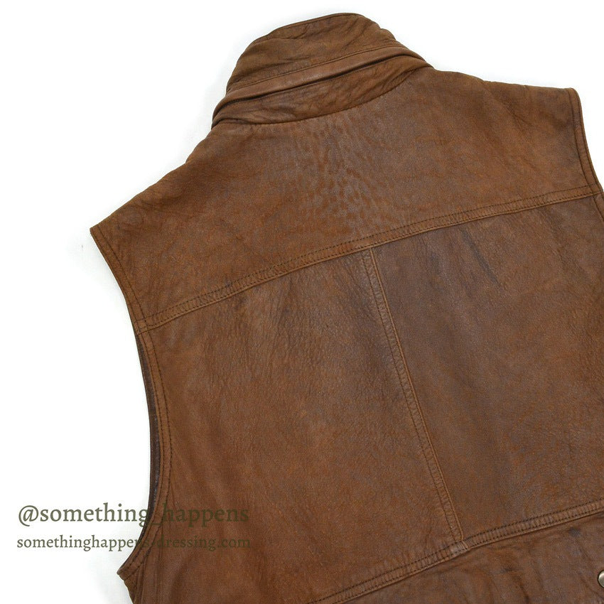 1980's BANANA REPUBLIC PHOTOJOURNALIST LEATHER VEST ... M