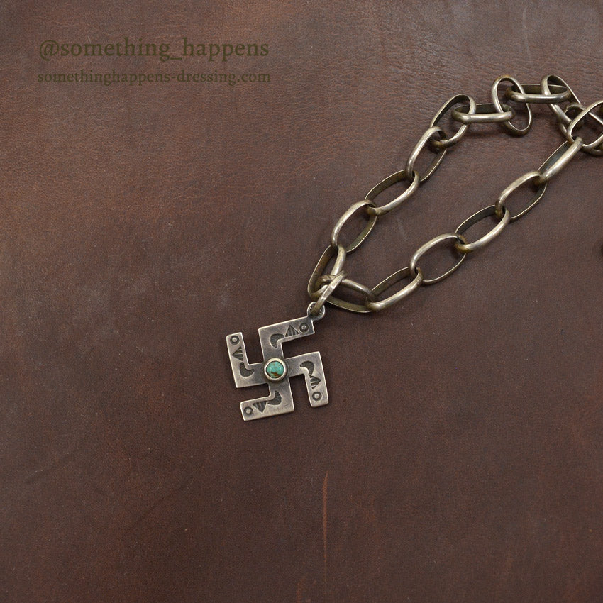 OLD NAVAJO SWASTIKA SILVER NECKLACE...
