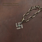 OLD NAVAJO SWASTIKA SILVER NECKLACE...