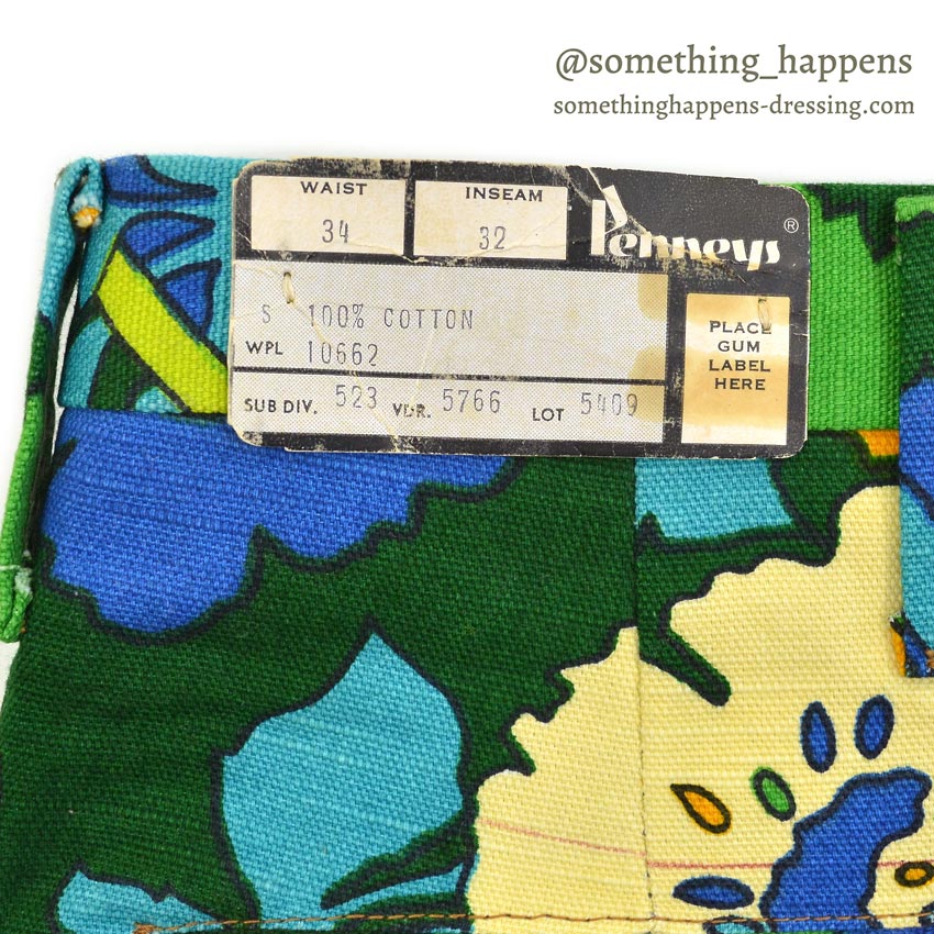 1960's~ DEADSTOCK PENNEYS FLOWER PATTERN ALL COTTON PANTS... W34/L32