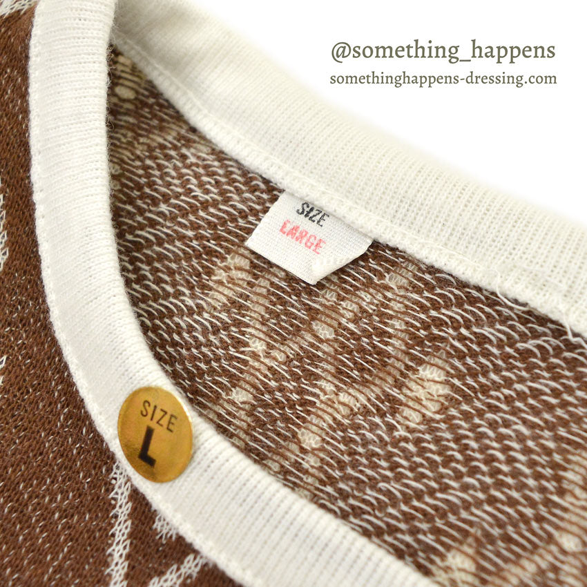 1960's〜 DEADSTOCK ELY&WALKER LEISURE KNITS JACQUARD T-SHIRT BROWN ... L