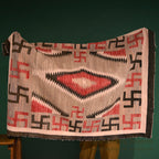 c.1930's NAVAJO RUG WHIRLING LOGS SWASTIKA... 155cm/110cm