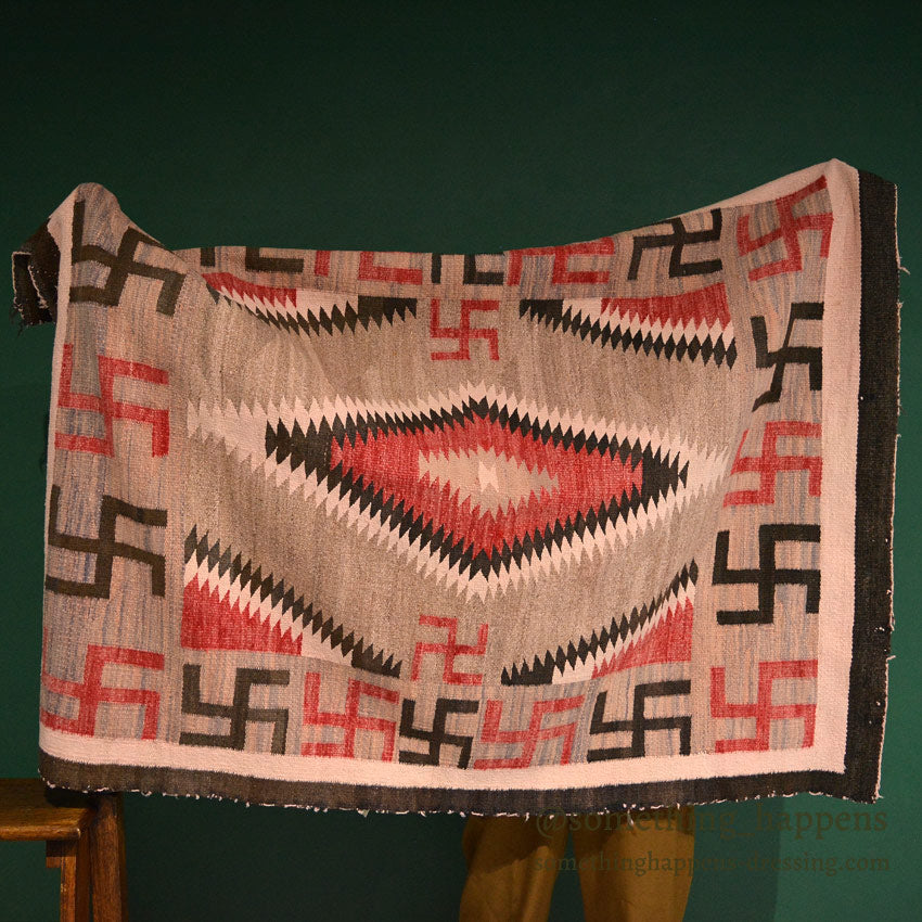 c.1930's NAVAJO RUG WHIRLING LOGS SWASTIKA... 155cm/110cm
