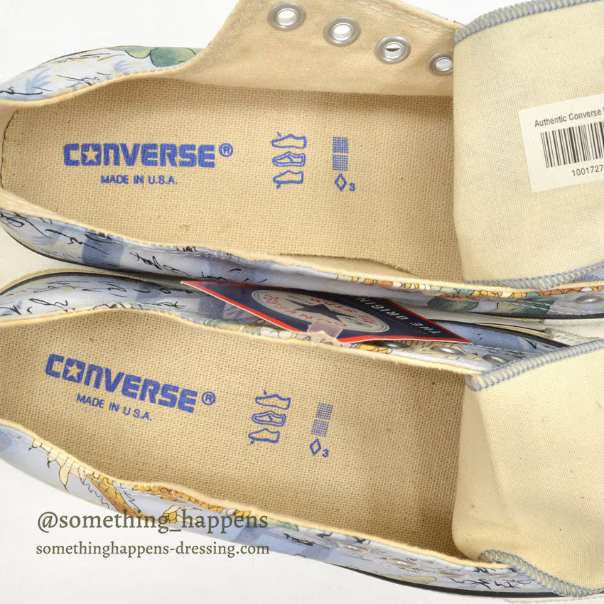 1990's DEADSTOCK CONVERSE ALLSTAR LO LT BLUE PRINT Made in USA... 9