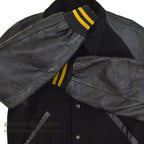 1950's BLACK WOOL & LEATHER LETTERMAN JACKET...
