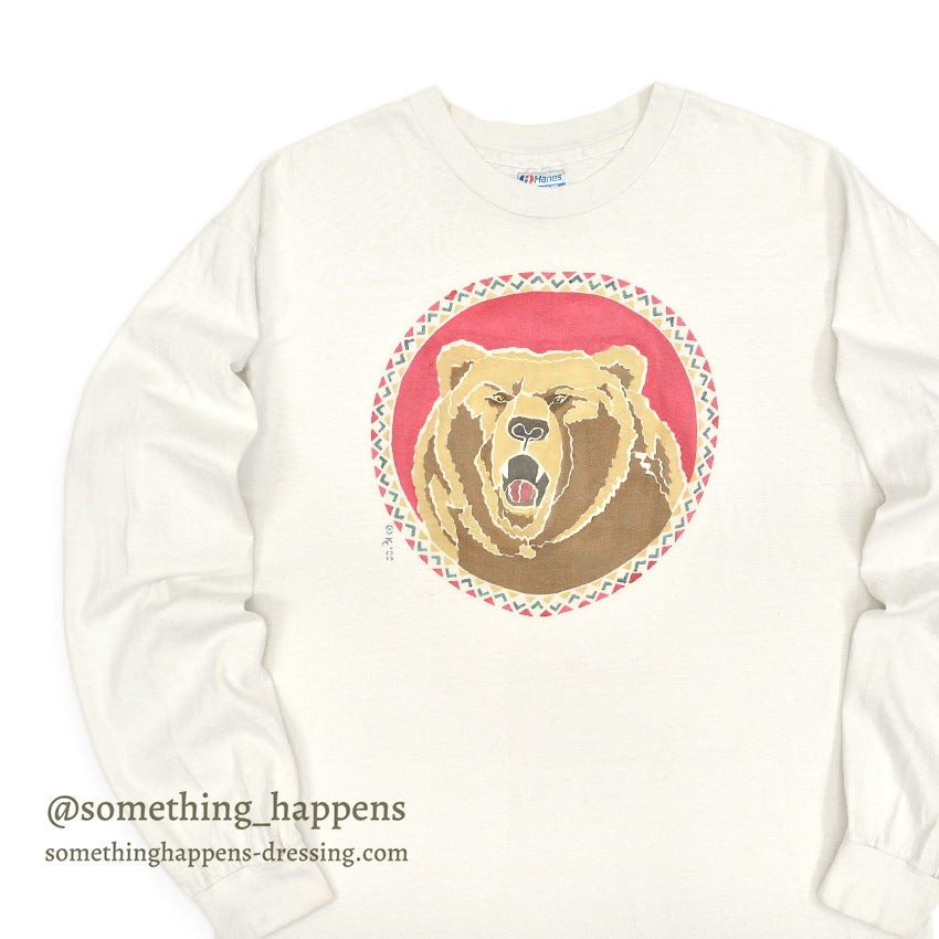 1980's HANES GRIZZLY PRINT L/S T-SHIRT ... XL