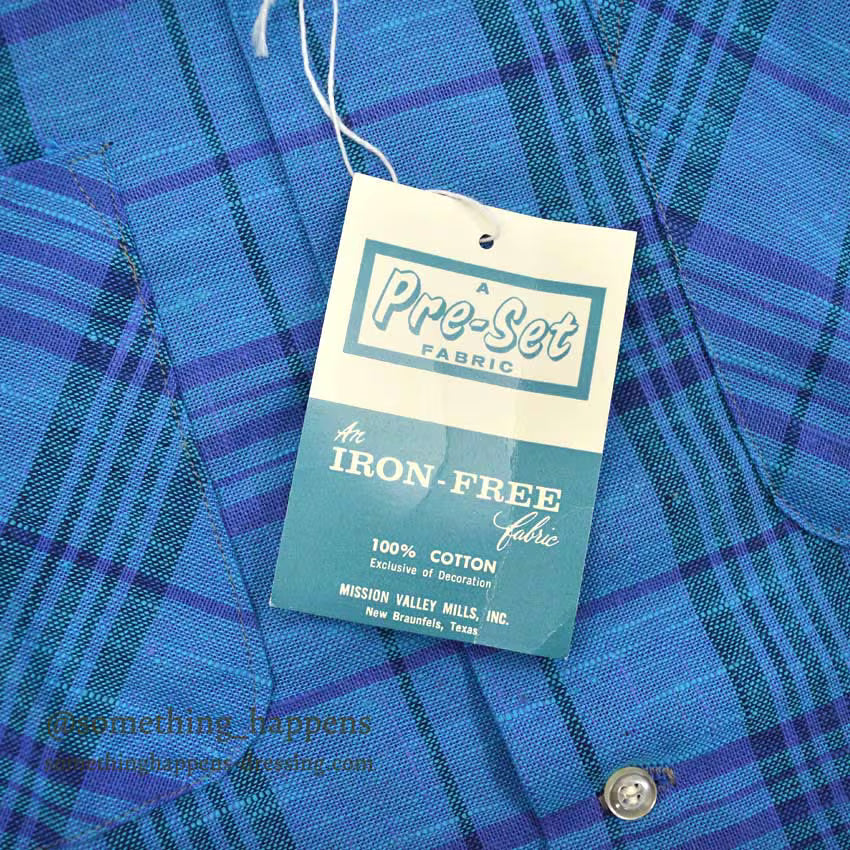 1960's DEADSTOCK SIR WALTER COTTON PLAID L/S SHIRT ... MEDIUM