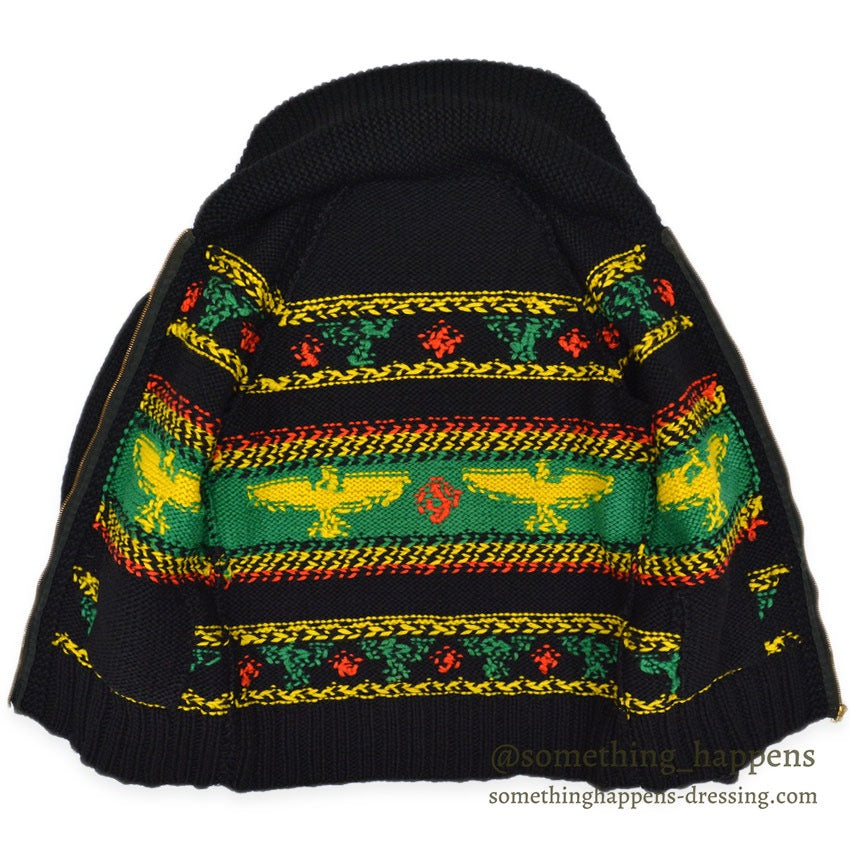 1950's INDIAN THUNDERBIRD HAND KNIT COWICHAN SWEATER BLACK...