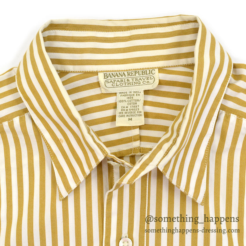 1980's BANANA REPUBLIC SAFARI & TRAVEL STRIPE SHIRT ... M