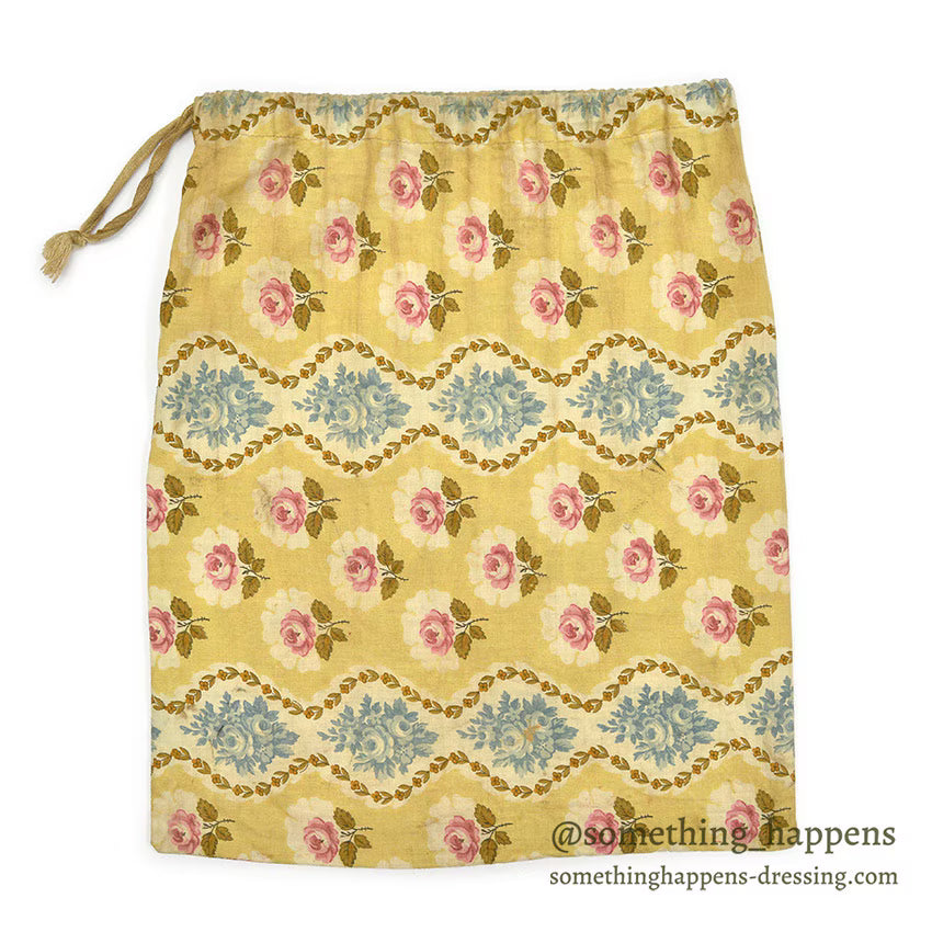 1910's~ WW1 ERA AMERICAN RED CROSS FLORAL FABRIC DITTY BAG...