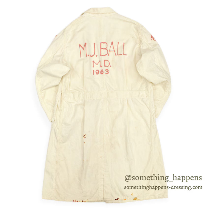 1960's MOUNT SINAI 1963 HAND PAINT ARMY MD DR. COAT ... 44R