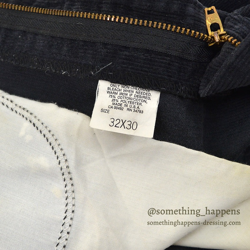 1980's Lee 200 CORDUROY PANTS BLACK MINT... W32/L30