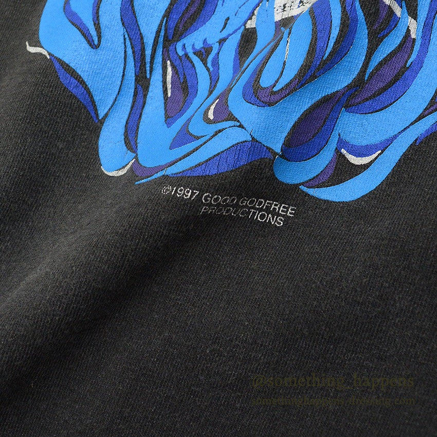 1990's ONEITA MOTORCYCLE ART FIRE PATTERN L/S T-SHIRT ... LARGE