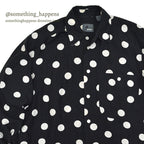 1990's LIZ WEAR DOTS RAYON SHIRT BLACK/WHITE...S