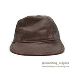 1980's~ BICK DARK BROWN LEATHER CAP SHORT BRIM...