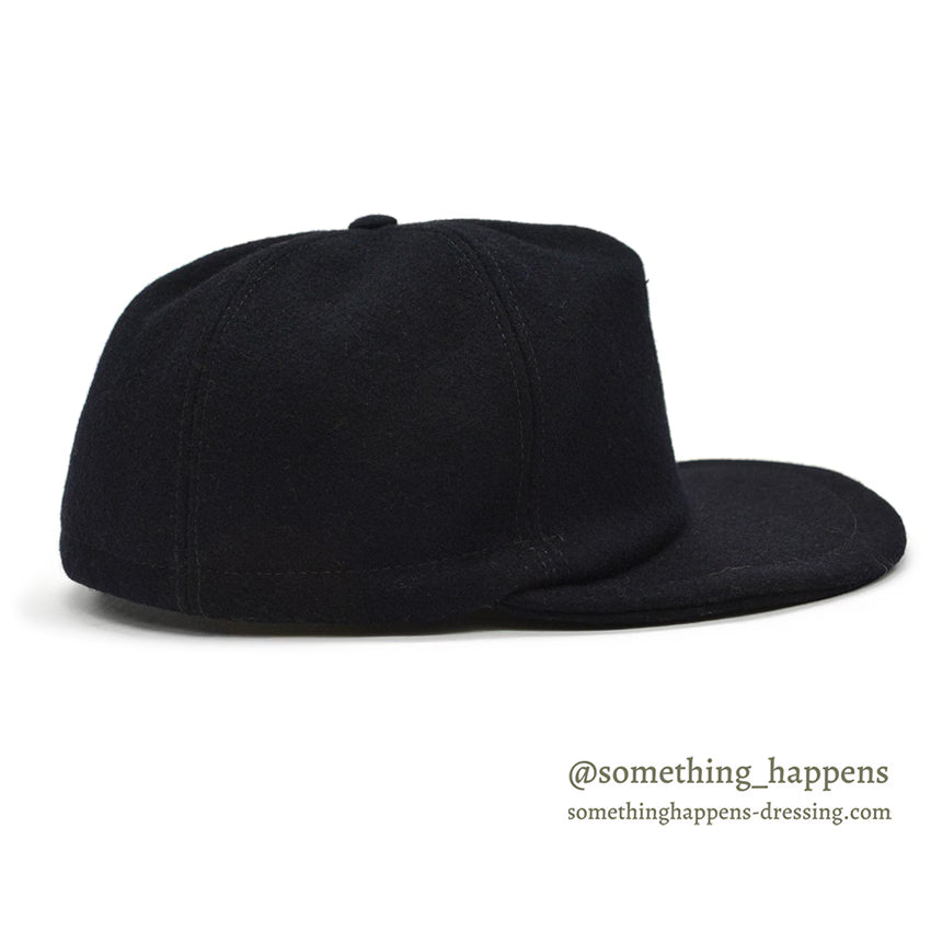 1980's~ LLBEAN ALL BLACK WOOL CAP - MADE IN ITALY - ... L