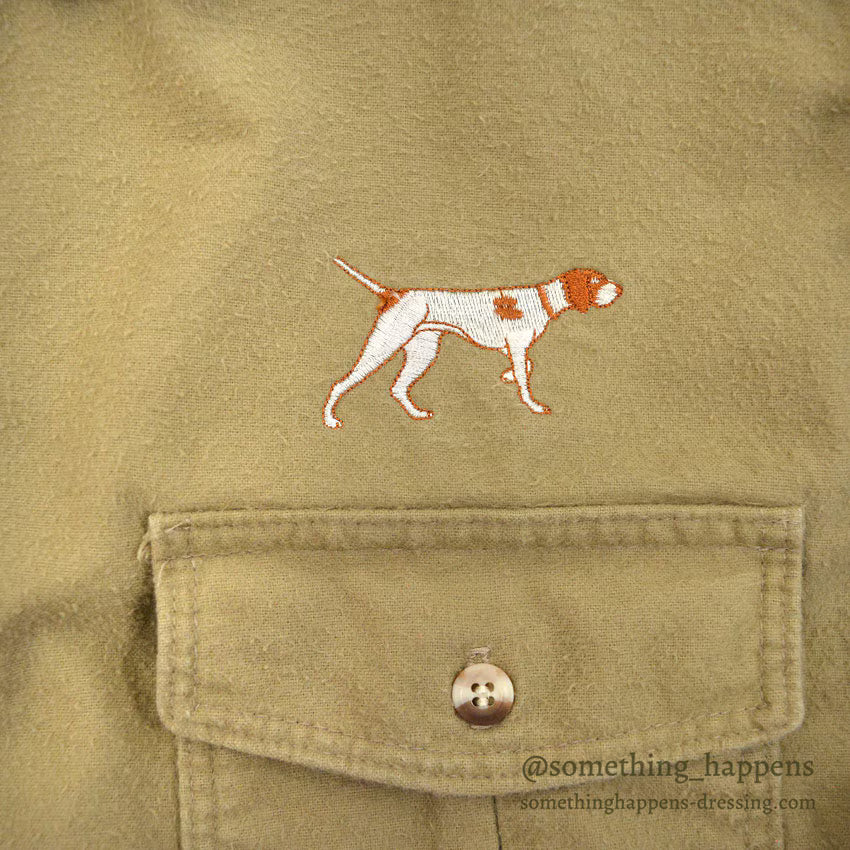 1980's DEERSKIN DOG EMBROIDERY CHAMOIS SHIRT... XL