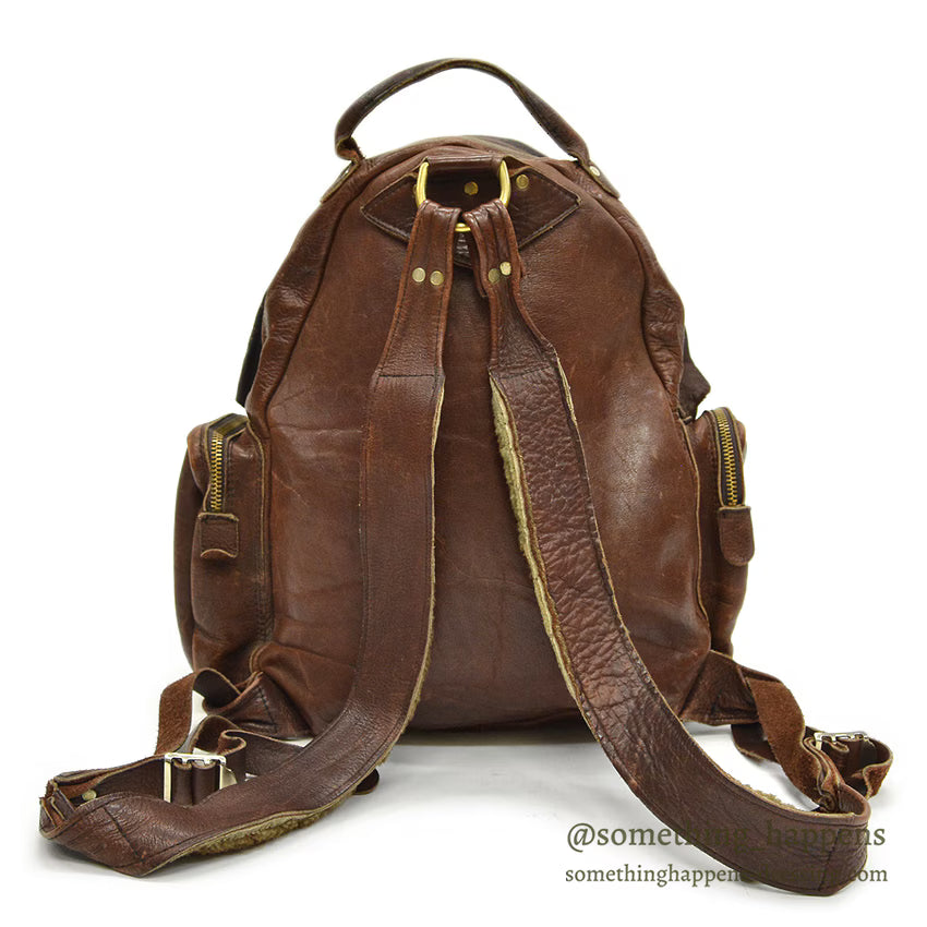 ~1970's PK DARK BROWN LEATHER BACKPACK...