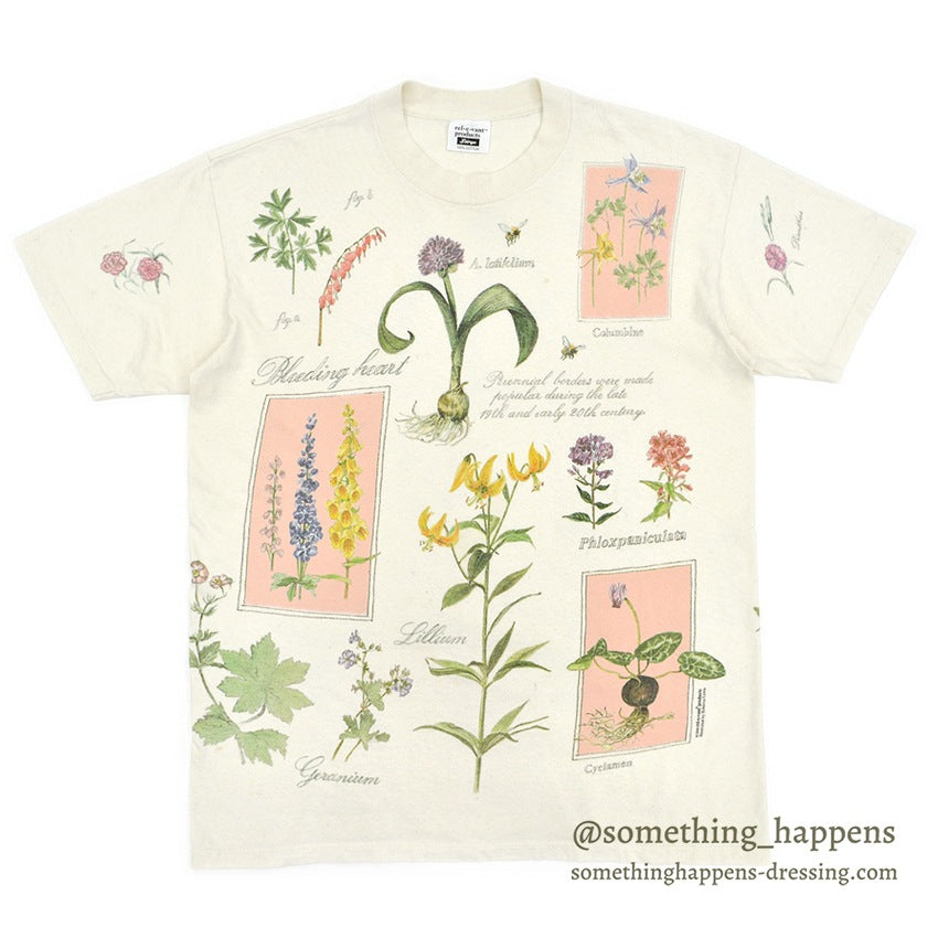 1990's REL-E-VANT PRODUCTS BOTANICAL ART PRINT T-SHIRT ... L