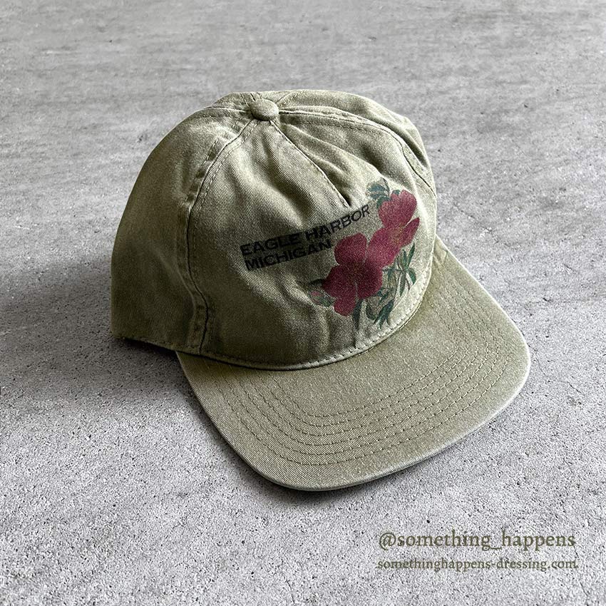1990's~ EAGLE HARBOR MICHIGAN FLOWER PRINT CAP...