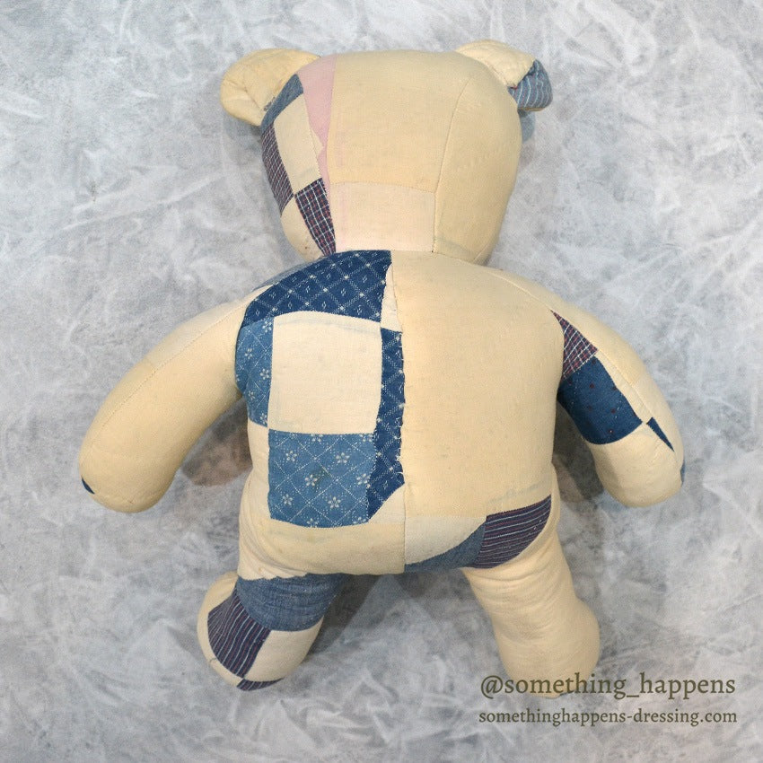ANTIQUE CALICO PATCHWORK QUILTED TEDDY BEAR...