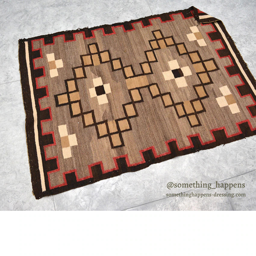 ~1930's NAVAJO RUG DOUBLE STEPPED DIAMOND ... 149cm/106cm