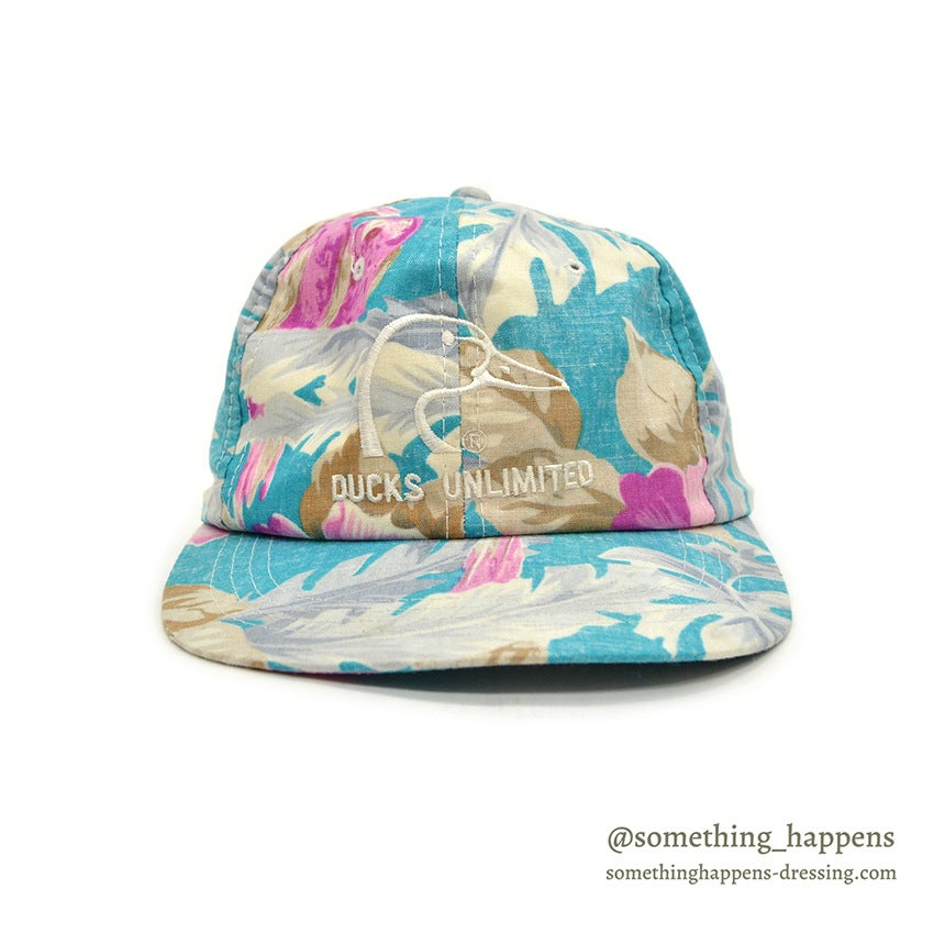 1990's DUCKS UNLIMITED FLORAL/BIRDS PRINT CAP...