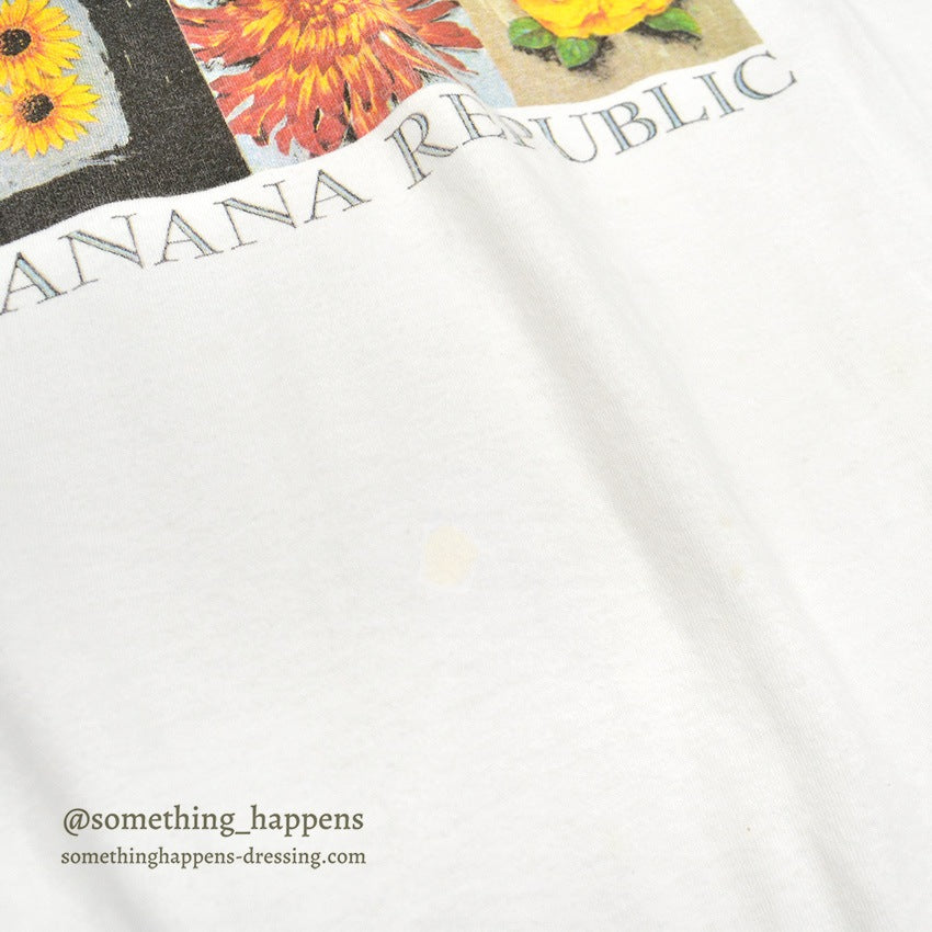 1980's~ BANANA REPUBLIC SAFARI & TRAVEL FLOWER ART T-SHIRT ... L