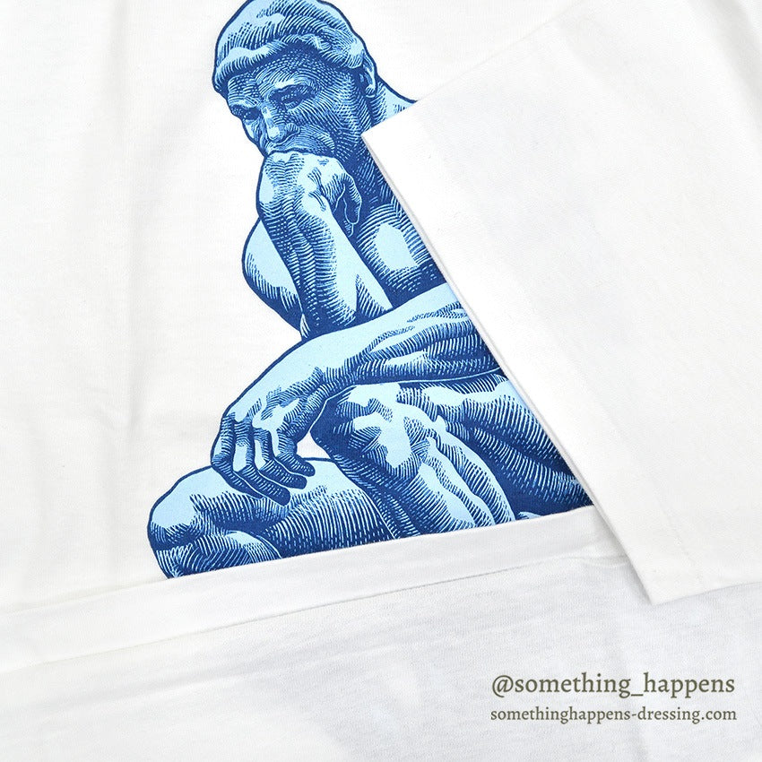 1990s DEADSTOCK HANES The Thinker ART PRINT T-SHIRT ... LARGE